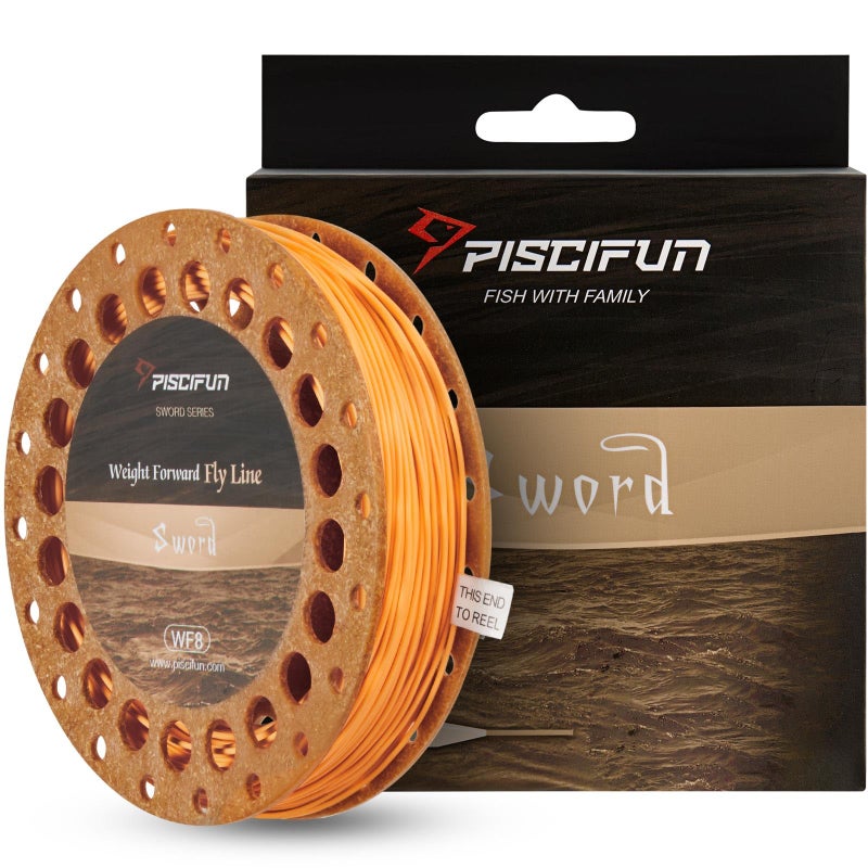 Piscifun Sword Fly Fishing Line with Welded Loop, Weight Forward Floating Fly Line, WF3wt, 90FT, Orange - Image 1